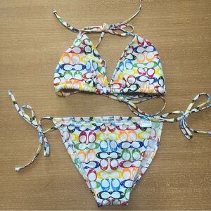 Coach Logo String Bikini. Size Large. No tags like new condition!